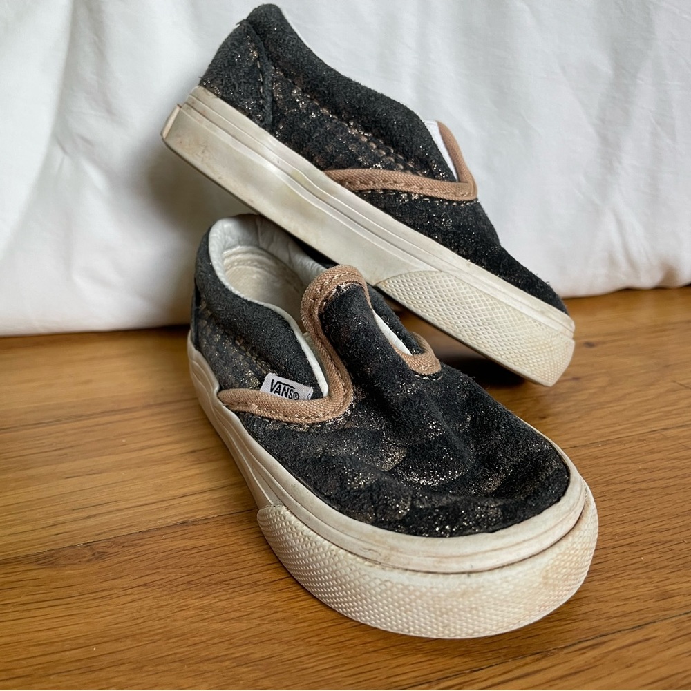 Vans Baby Slip-ons Black Shimmer Snakeskin size 4